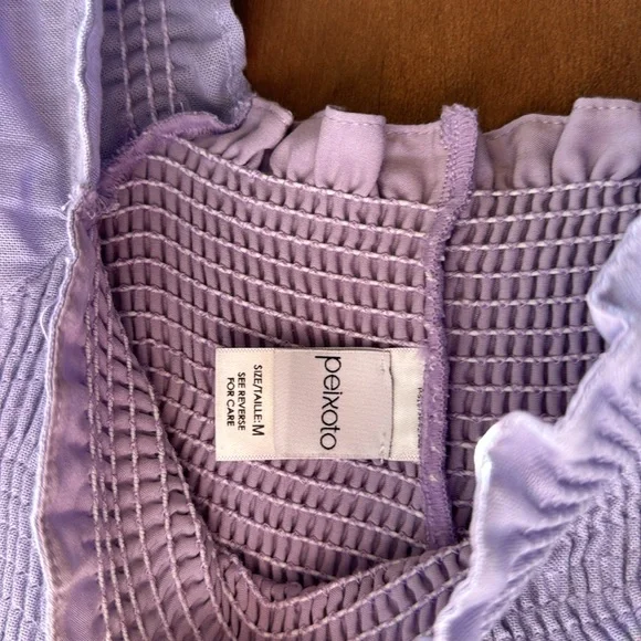 Peixoto lilac / purple smocked bodice puff sleeve dress. Size M. - Picture 3 of 11